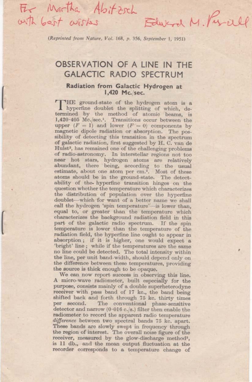 Edward Mills Purcell Autograph | signed programmes / books