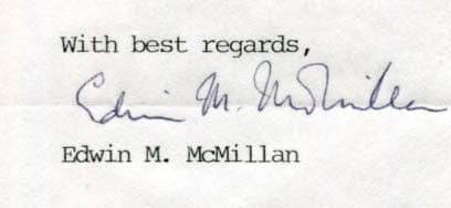 Edwin Mattison McMillan Autogramm