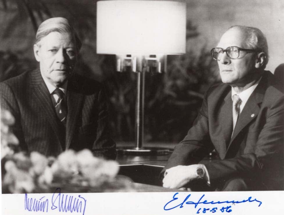 Erich Honecker & Helmut Schmidt Autographs