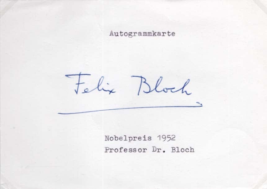 Felix Bloch Autograph Autogramm | ID 7763749634197