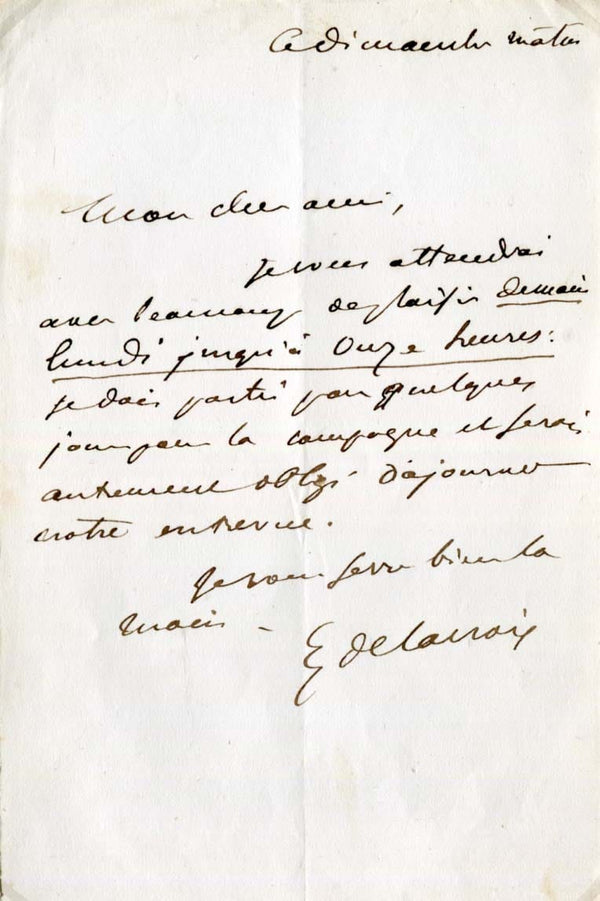 Ferdinand Victor Eugène Delacroix autograph letter signed & mounted