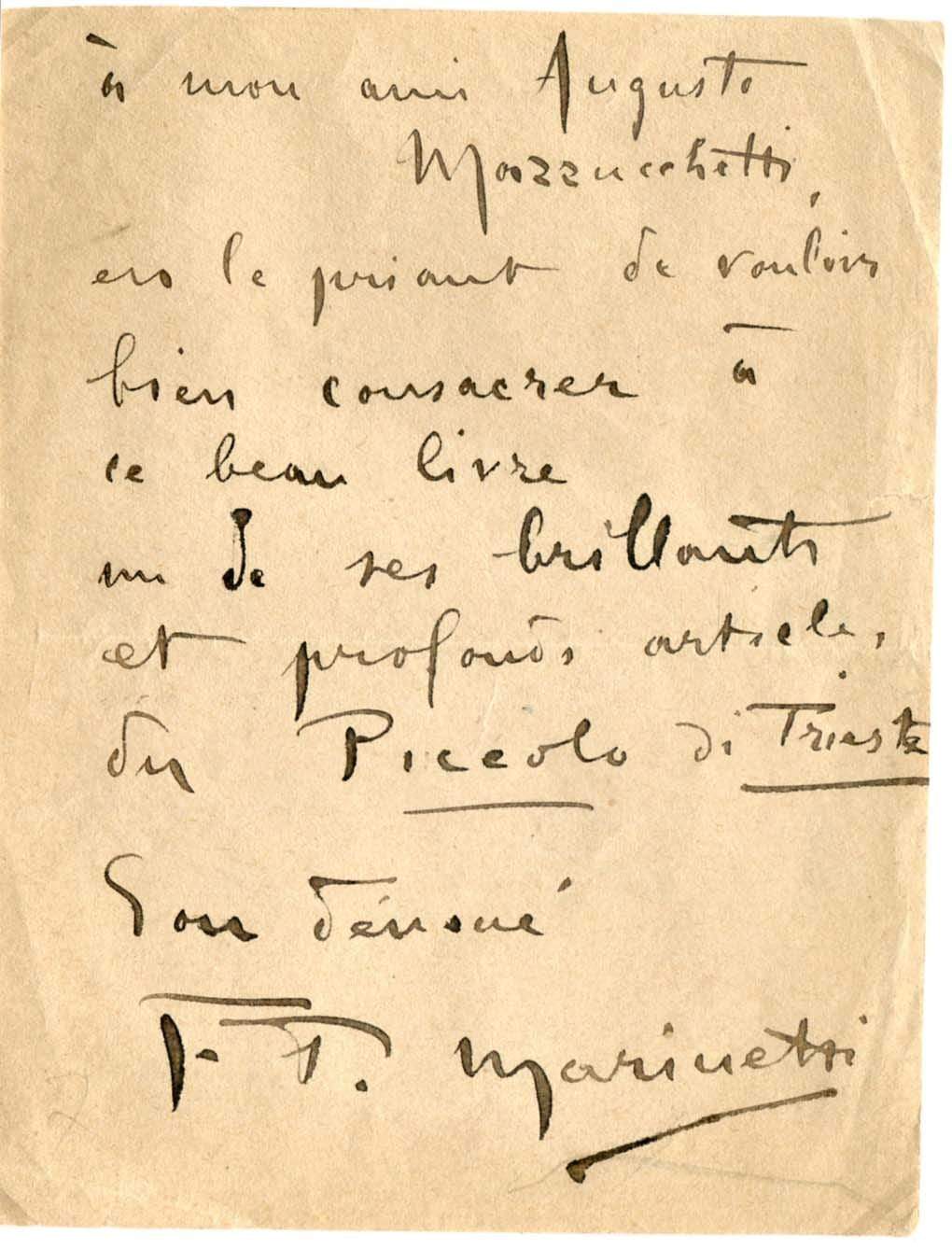 Marinetti, Filippo Tommaso autograph
