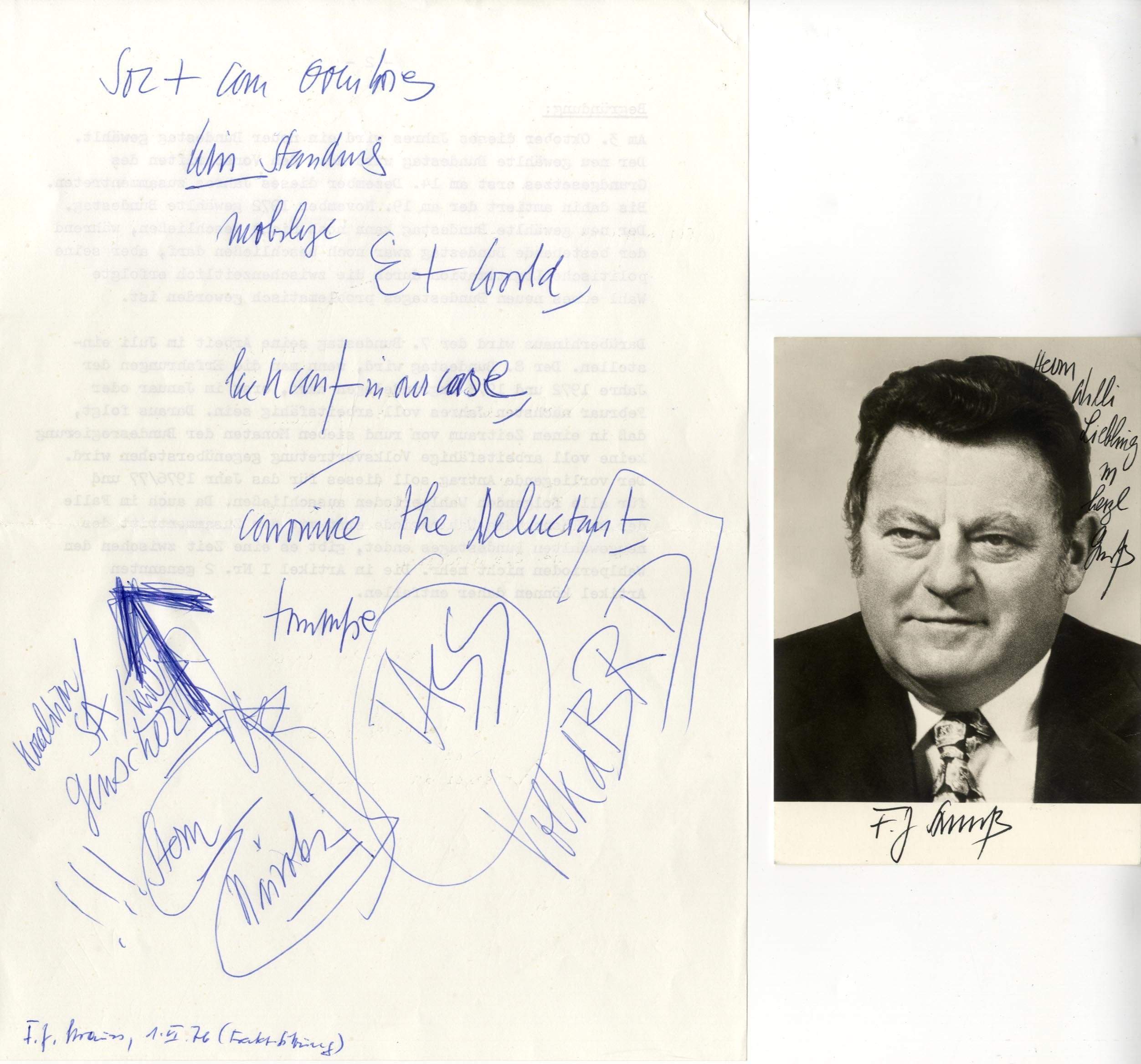 Franz Josef  Strauss Autograph Autogramm | ID 7179520639125