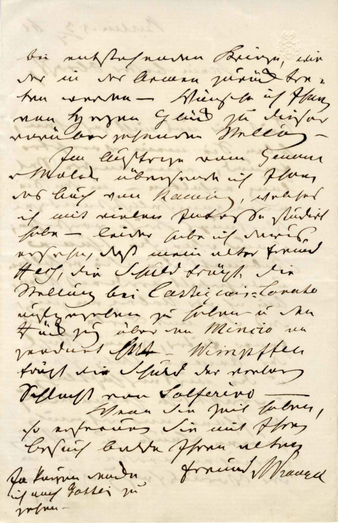 Wrangel, Friedrich Heinrich Ernst Graf von autograph