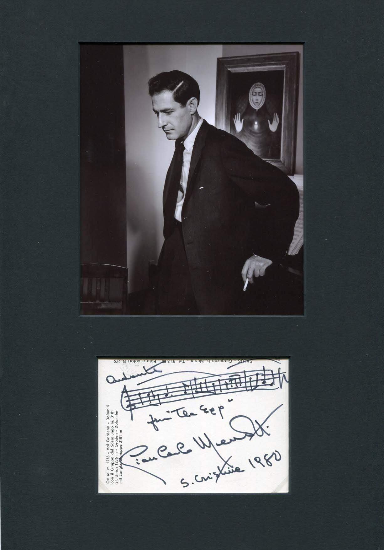 Menotti, Gian Carlo autograph