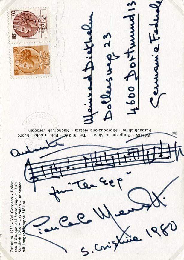 Menotti, Gian Carlo autograph