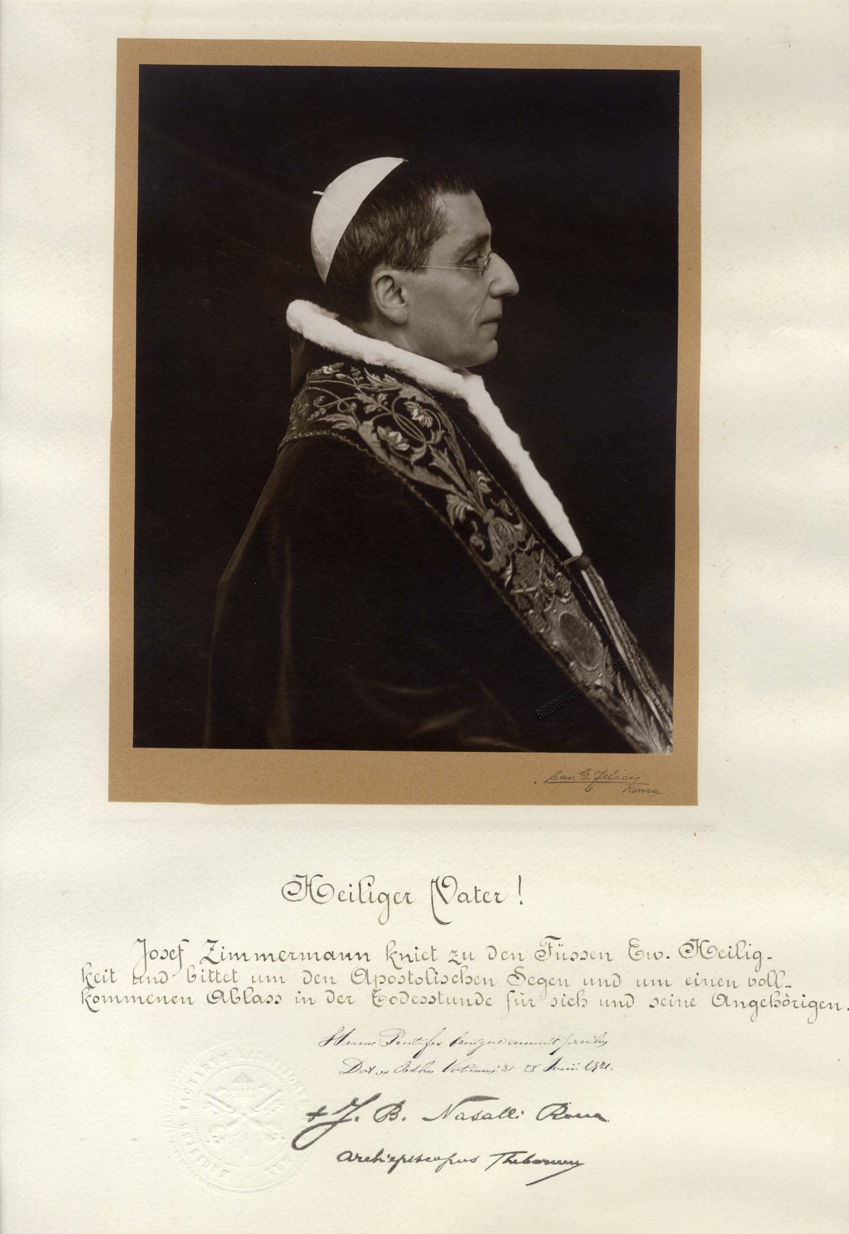 Kardinal Giovanni Nasalli Rocca di Corneliano Autogramm
