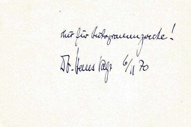 Vogt, Hans autograph