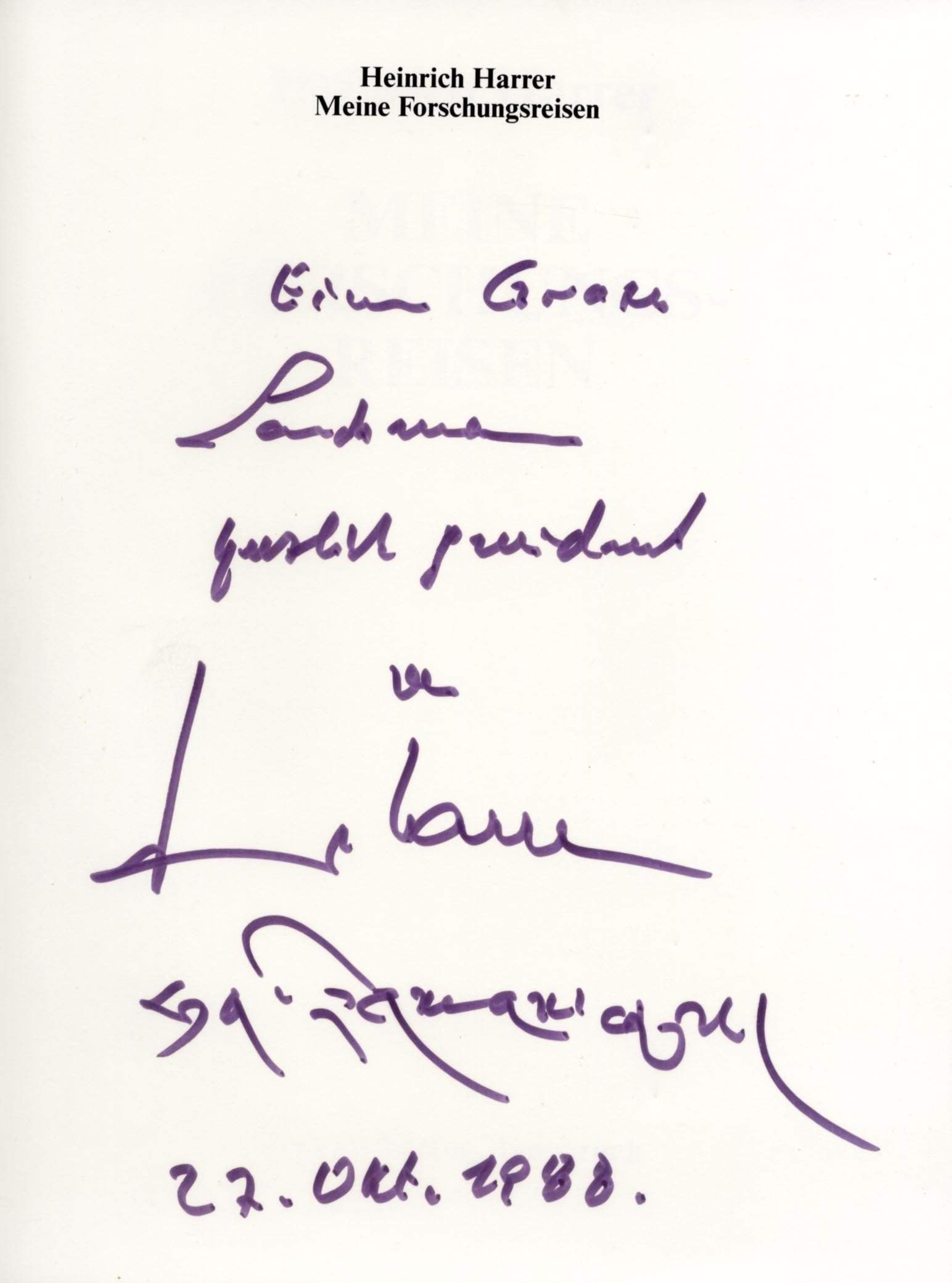 Harrer, Heinrich autograph