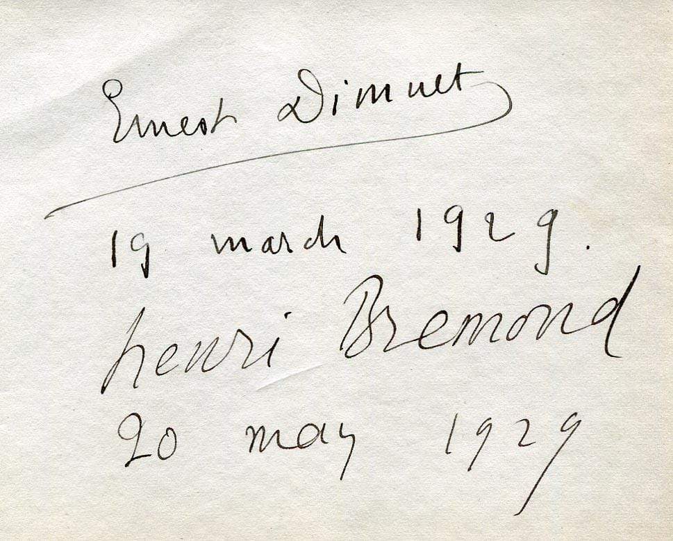 Bremond, Henri & Dimnet, Ernest autograph
