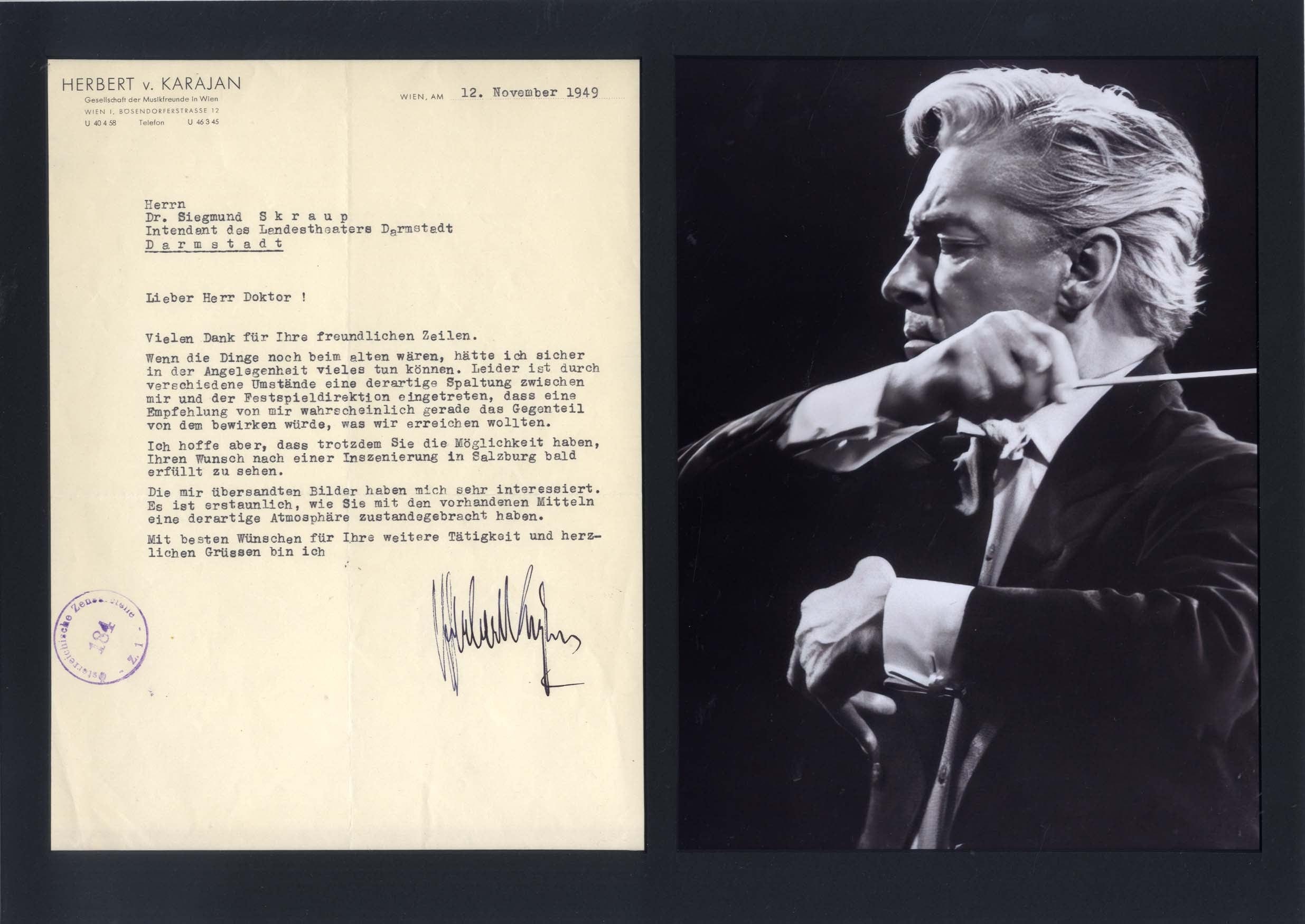 Herbert von Karajan Autogramm