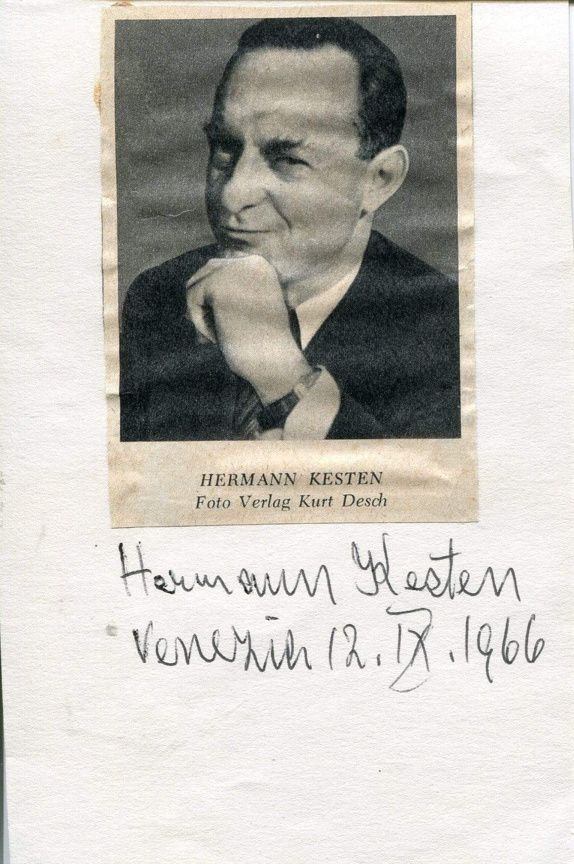 Kesten, Hermann autograph