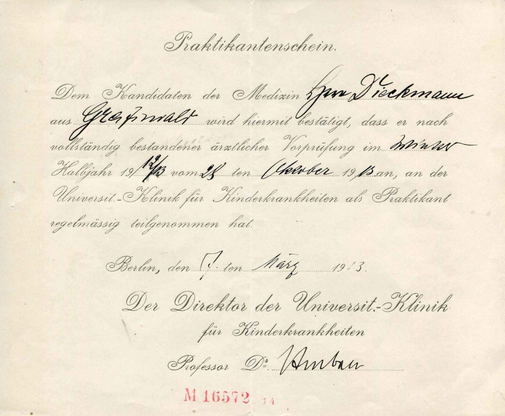 Heubner, Otto autograph