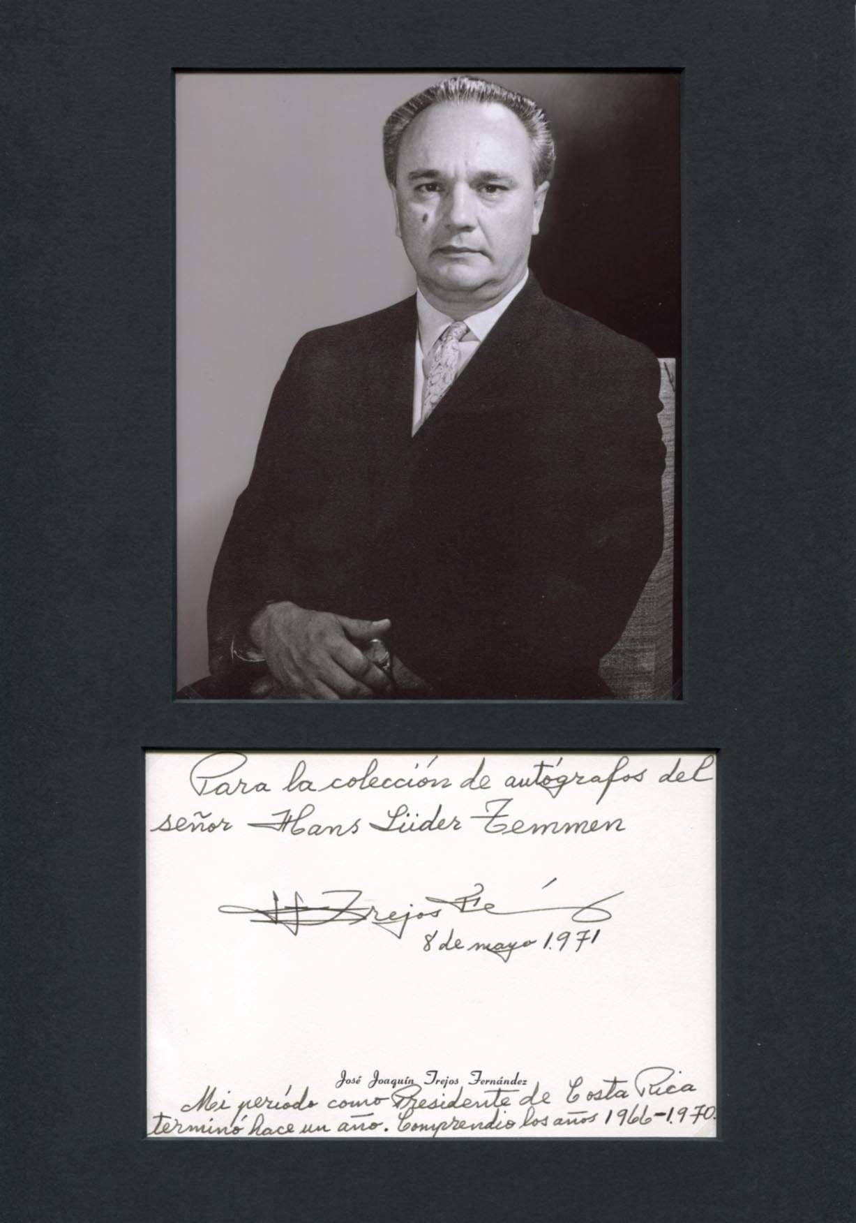 Trejos Fernandes, Jose Joaquin autograph