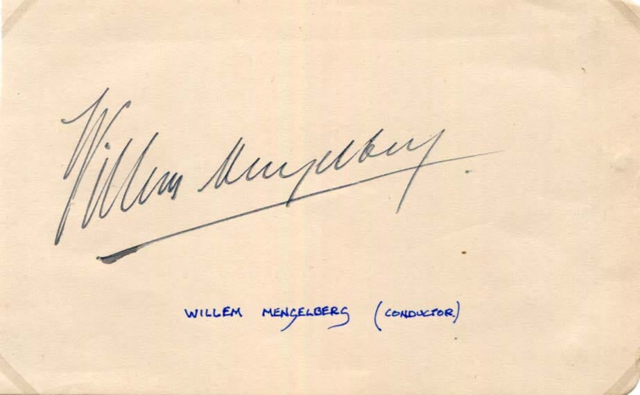 Willem Mengelberg Autograph