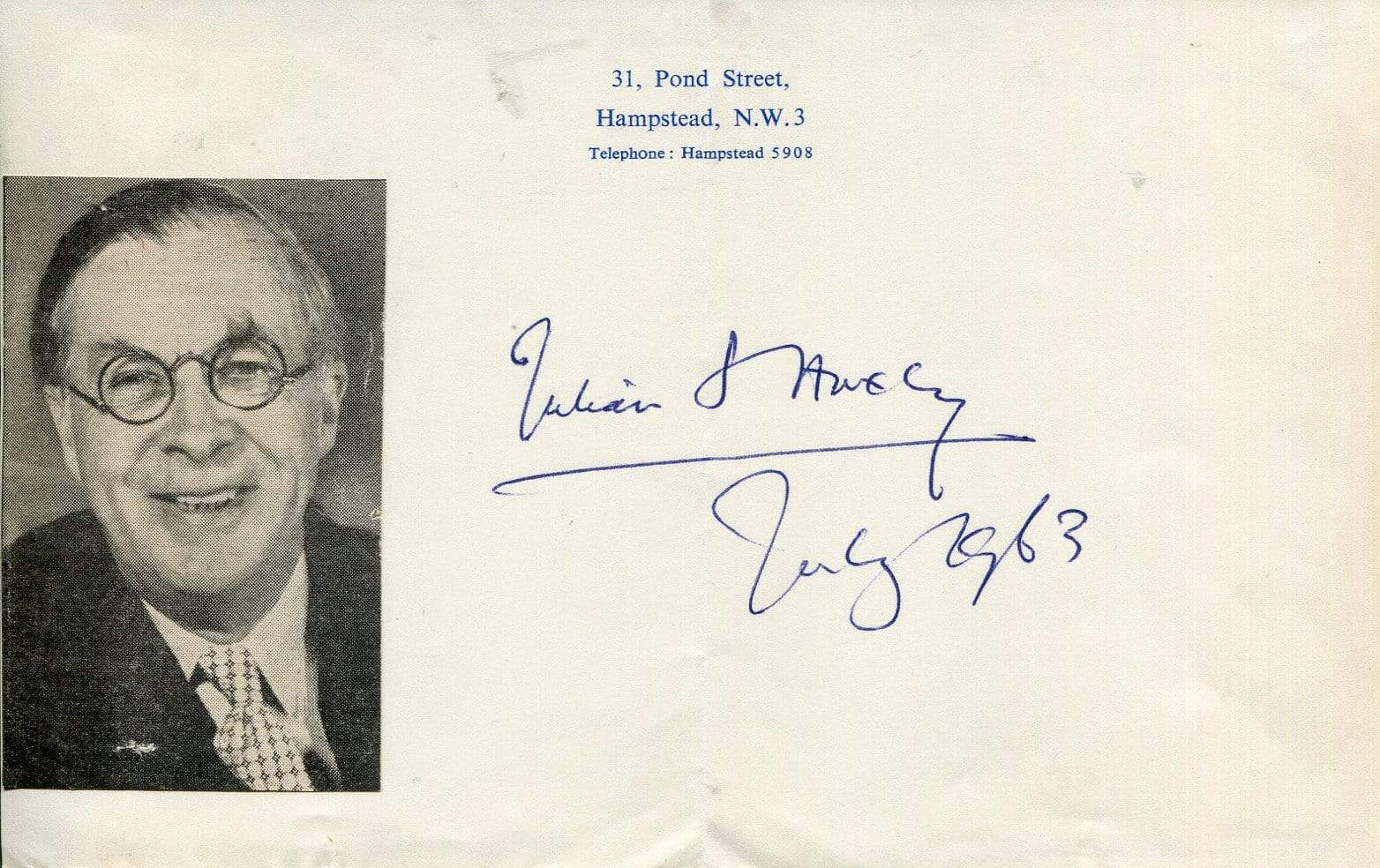  Julian S. Huxley Autograph Autogramm | ID 6964277280917
