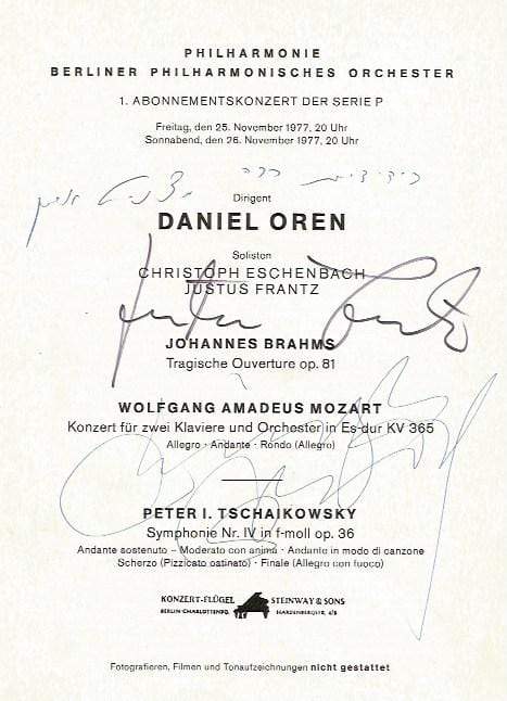 Frantz, Justus & Eschenbach, Christoph & Oren, Daniel autograph