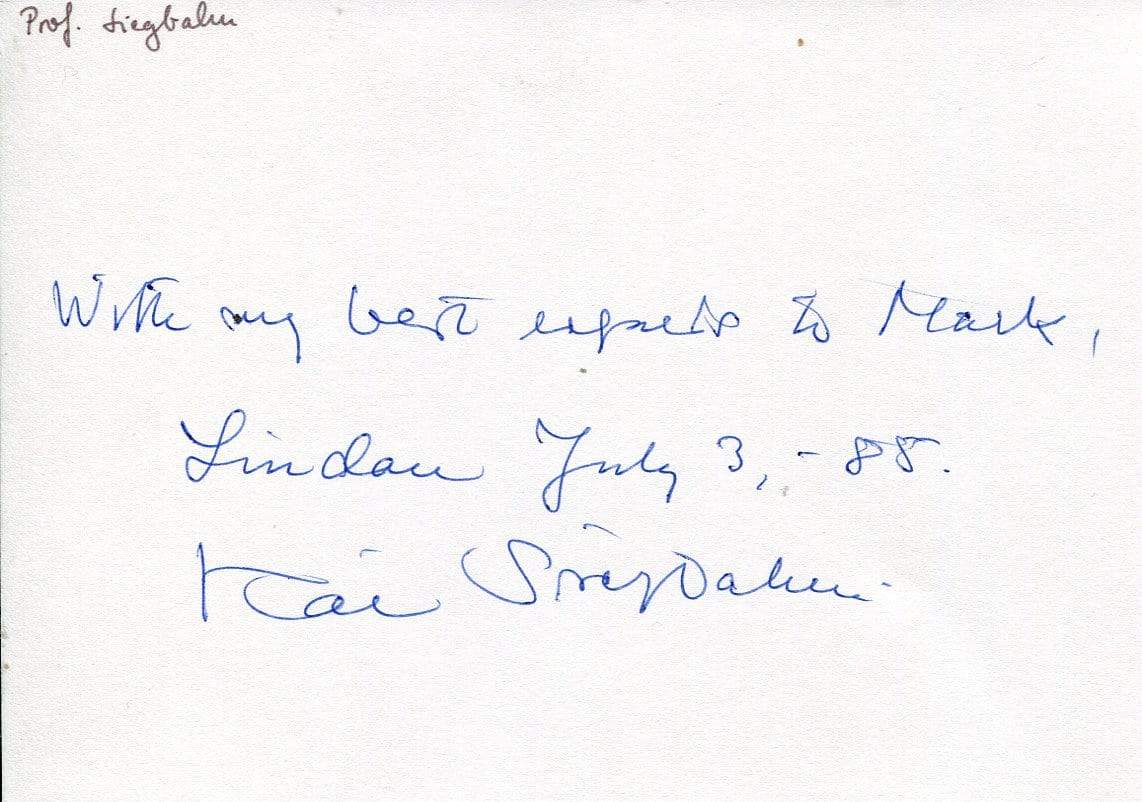 Siegbahn, Kai autograph