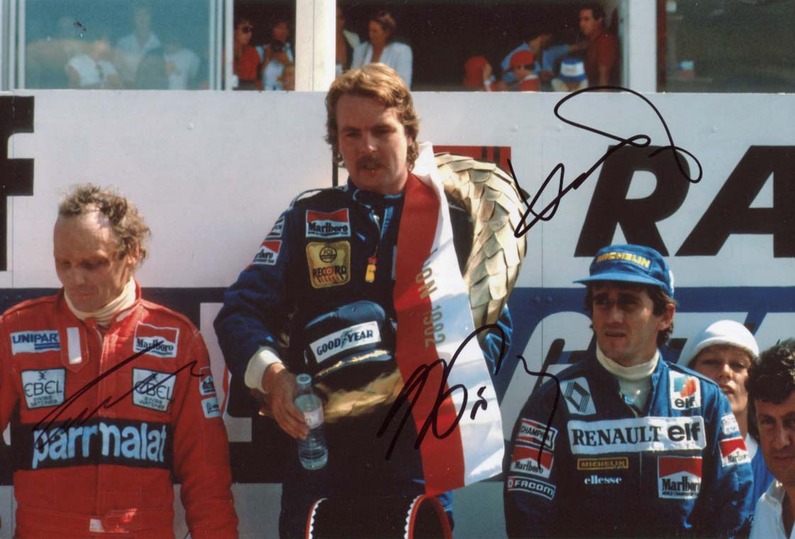 Keke &amp; Alain &amp; Niki Rosberg &amp; Prost &amp; Lauda Autograph Autogramm | ID 7463778254997