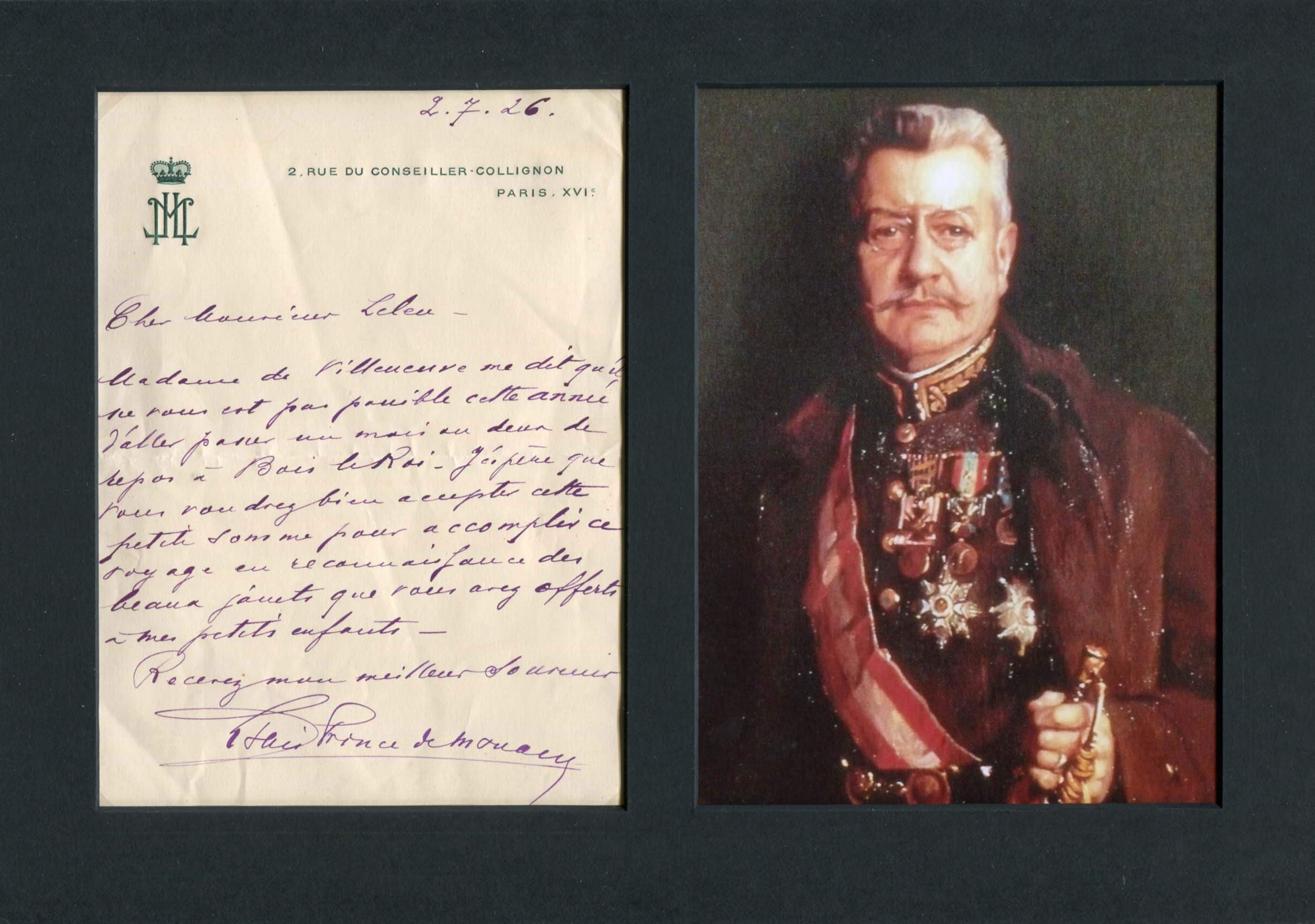 Louis II, Prince of Monaco autograph