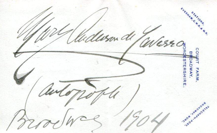 Anderson de Navarro, Mary autograph