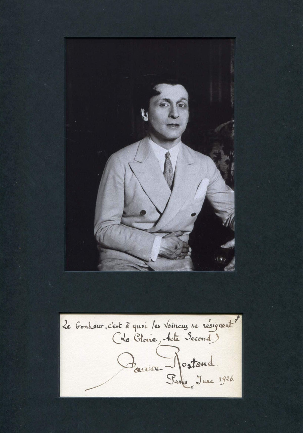 Maurice Rostand Maurice Rostand autograph | Autographed quotation signed