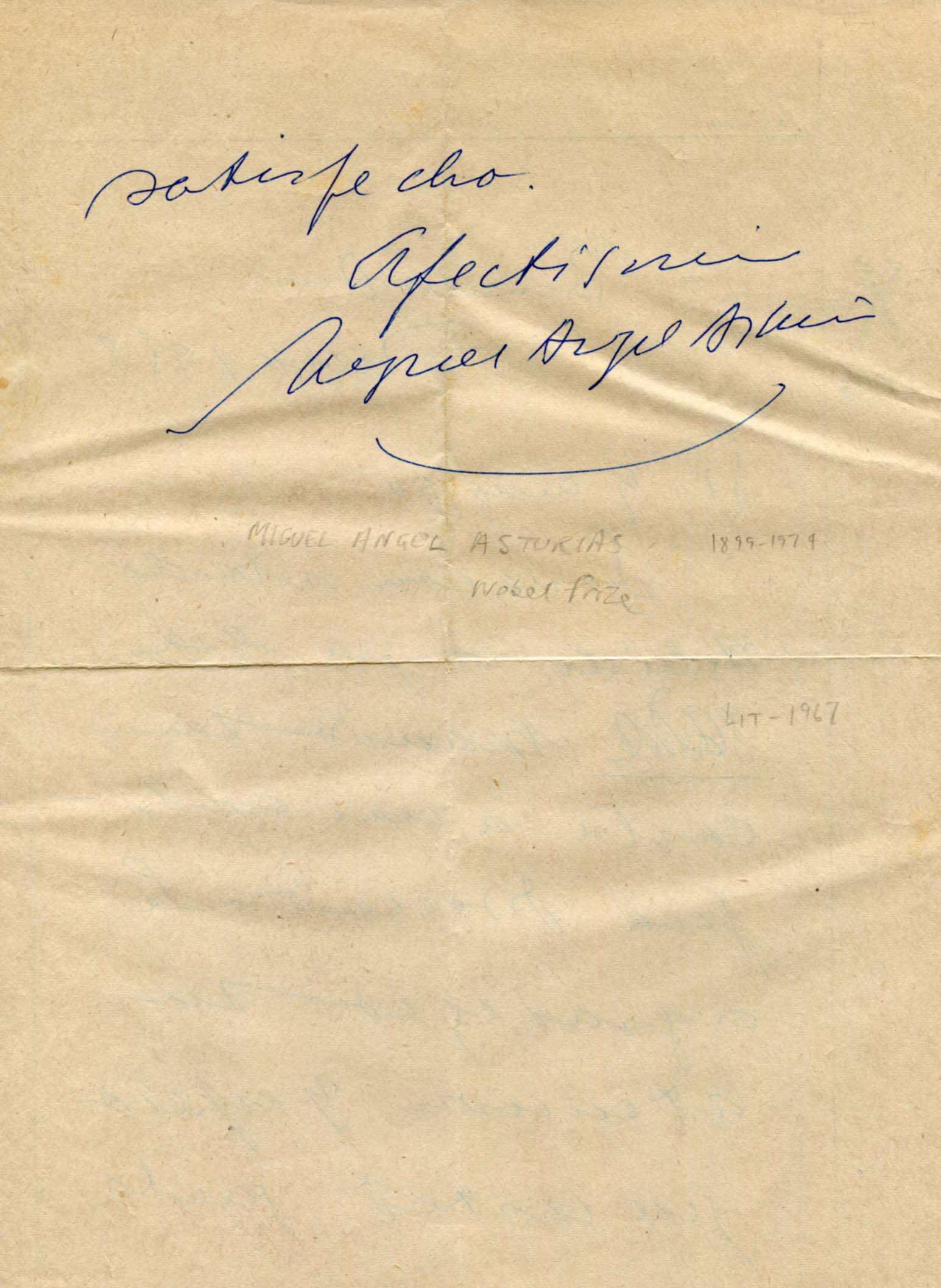 Asturias, Miguel Angel autograph