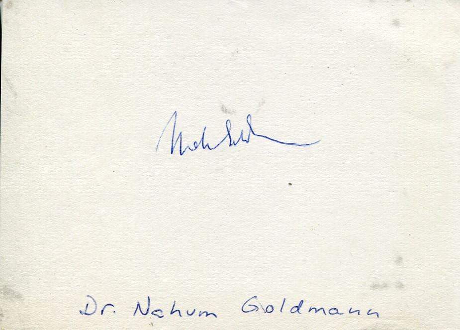 Goldmann, Nahum autograph