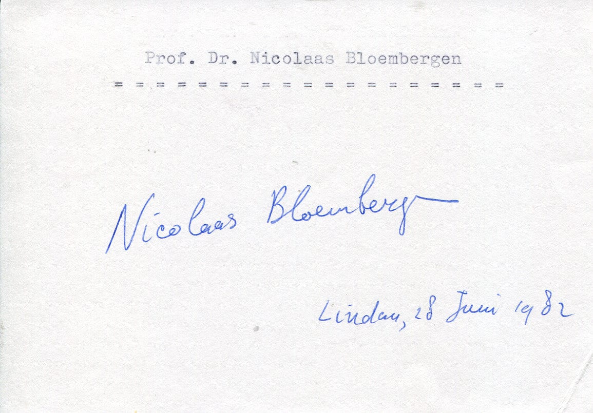 Nicolaas Bloembergen Autograph Autogramm | ID 7494236110997