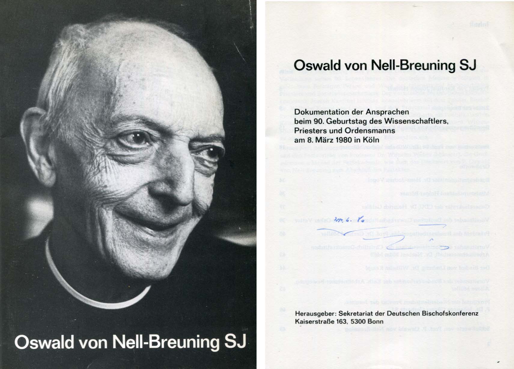 Oswald  von Nell-Breuning Autograph Autogramm | ID 7855653781653