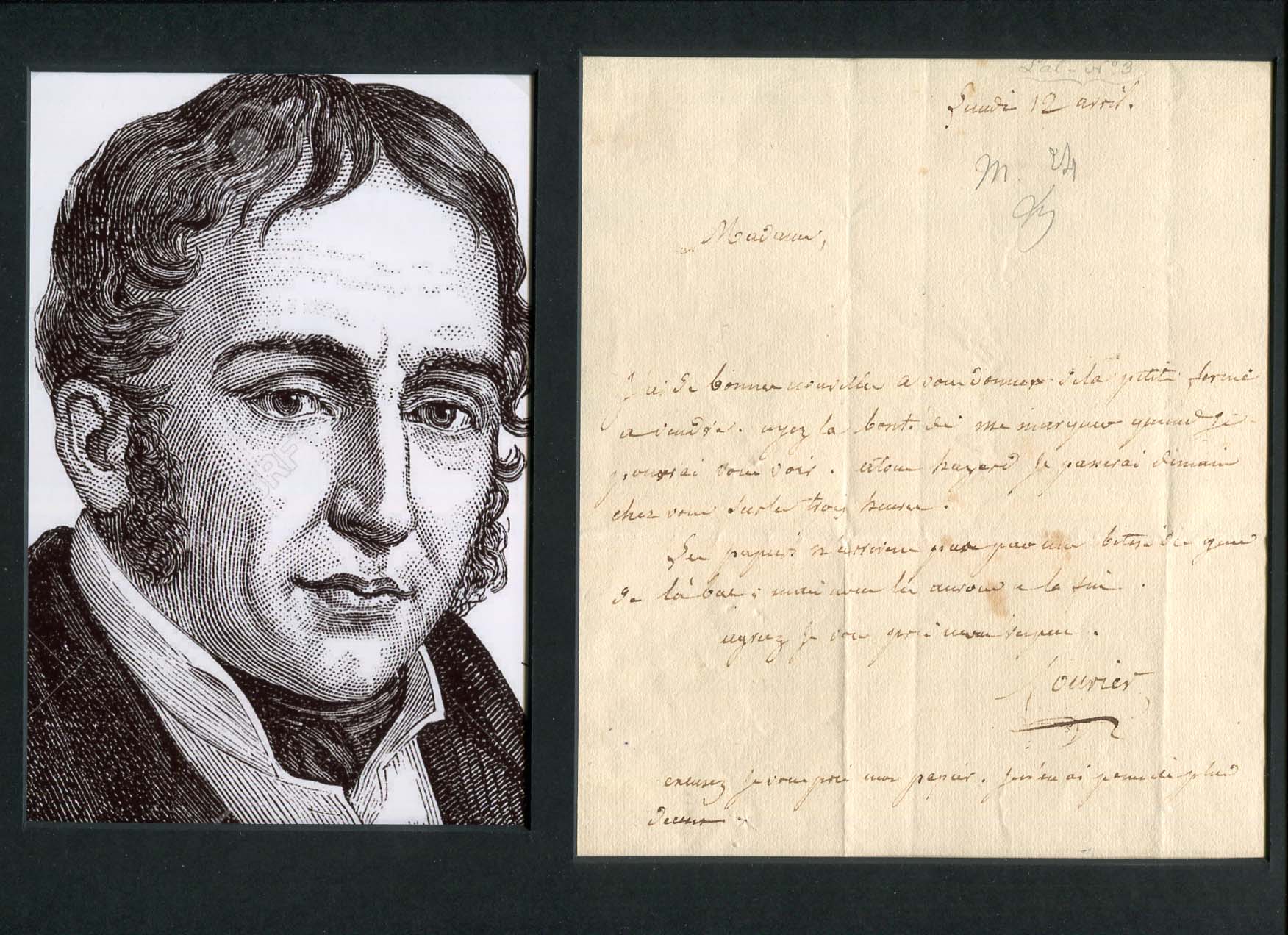 Paul Louis Courier Autograph Letter Signed Mounted