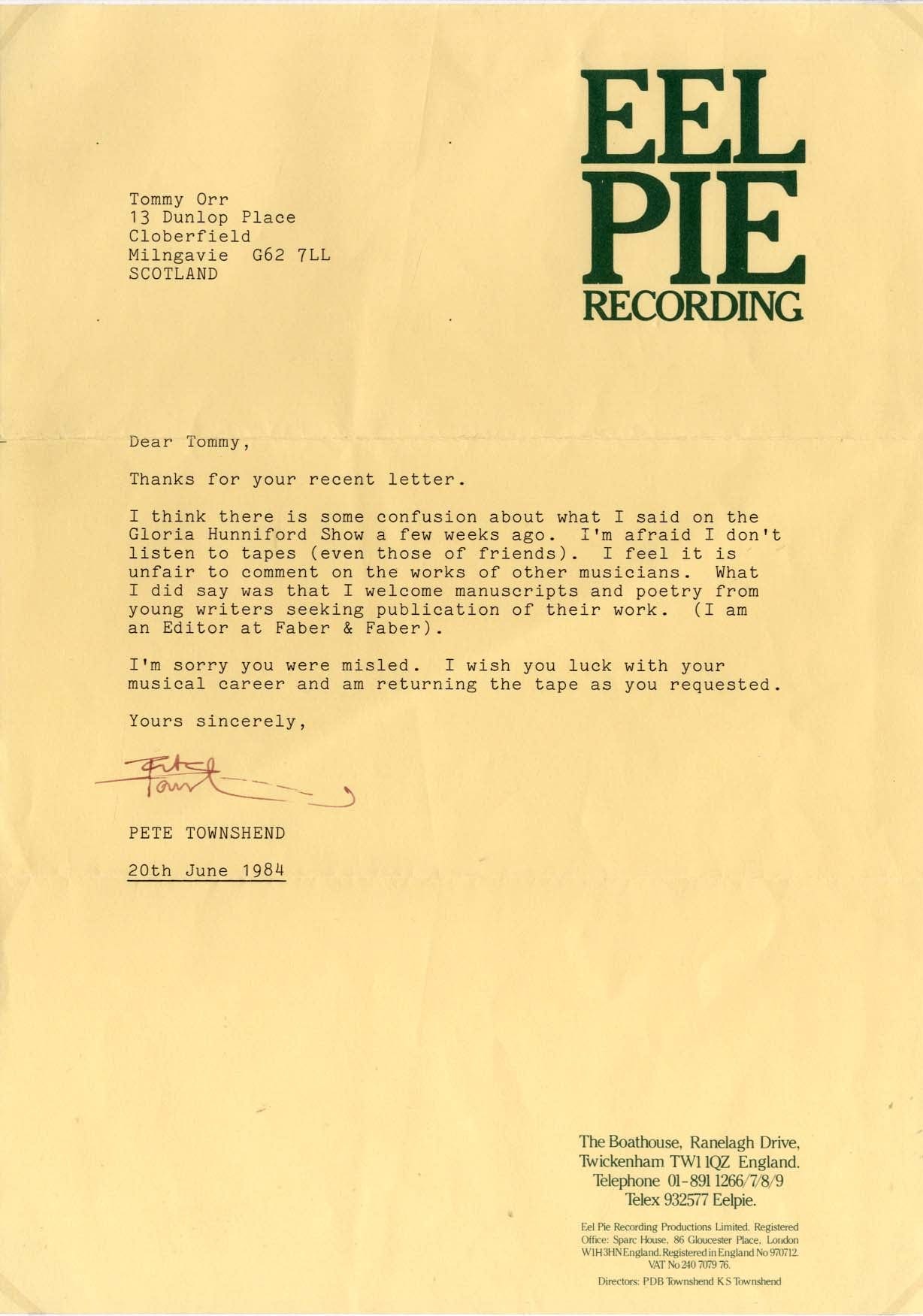 Pete Townshend Autograph Autogramm | ID 7829148598421