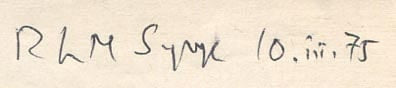 Richard Laurence Millington Synge Autograph Autogramm | ID 7302751027349