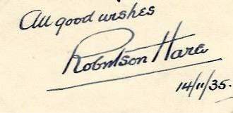 Hare, Robertson autograph