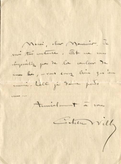 COLETTE Sidonie Gabrielle (Lot n°307) - ONLY Autographes et COLETTE Sidonie Gabrielle (Lot n°307) - ONLY Autographes et