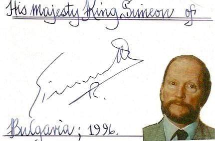 King Simeon II of Bulgaria autograph