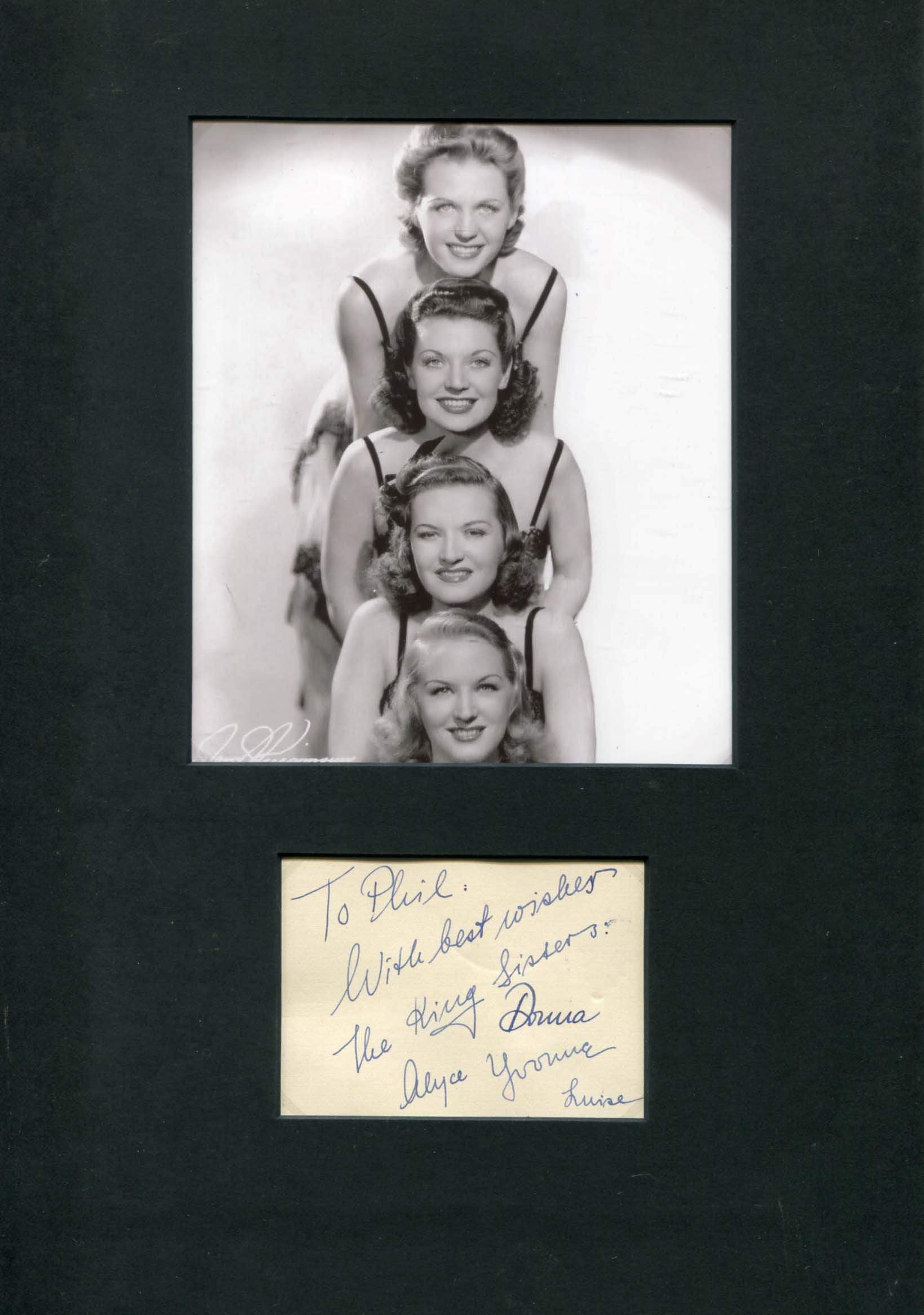 The King Sisters autograph