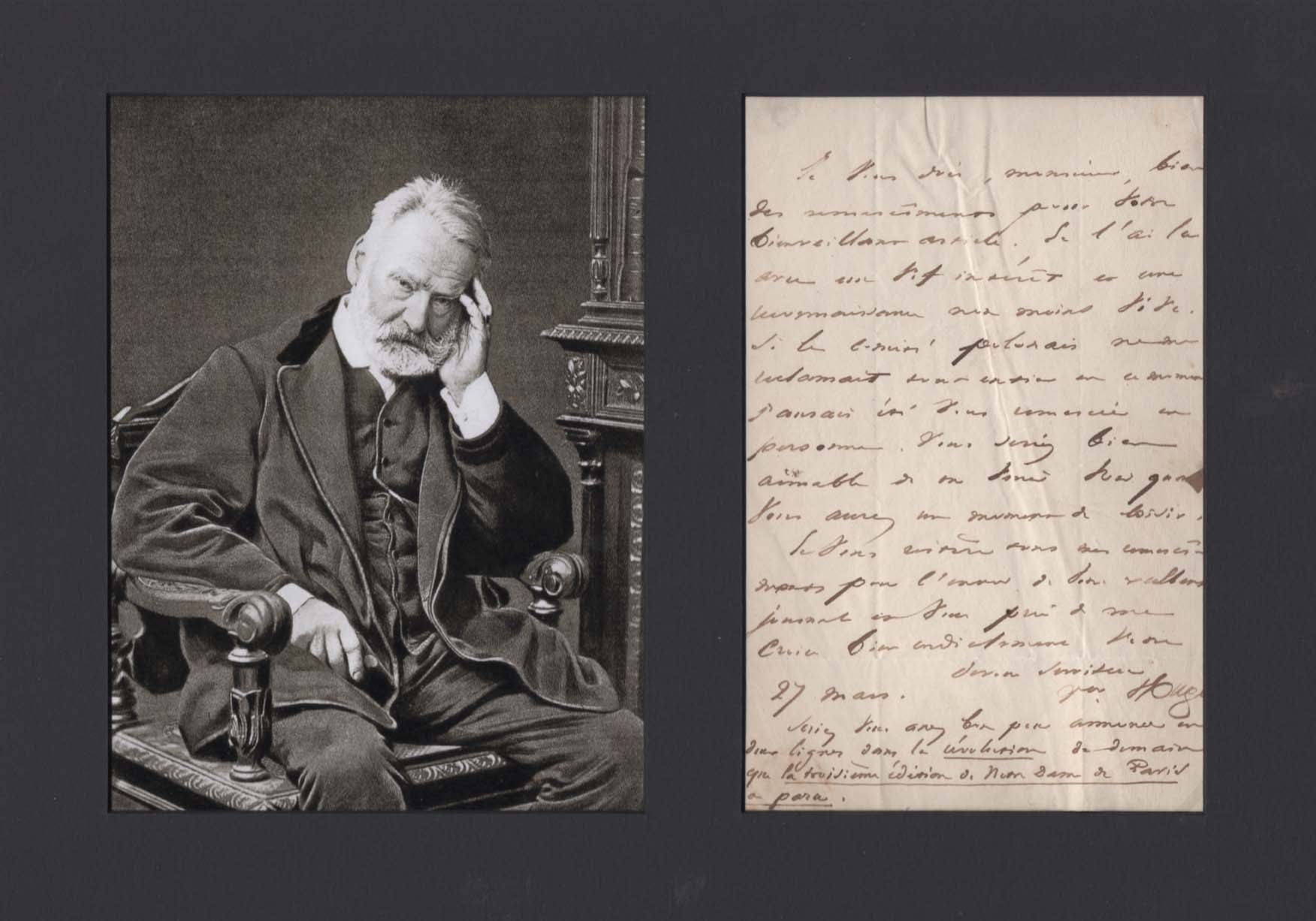 Victor Hugo Autograph letter signed & mounted