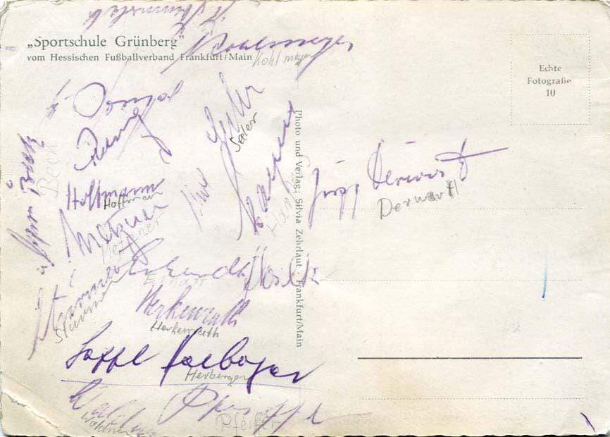 West German Soccer Team 1950s autograph