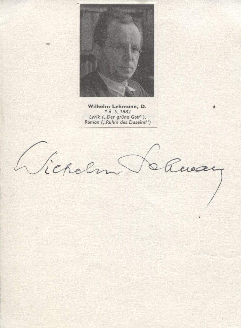 Lehmann, Wilhelm autograph