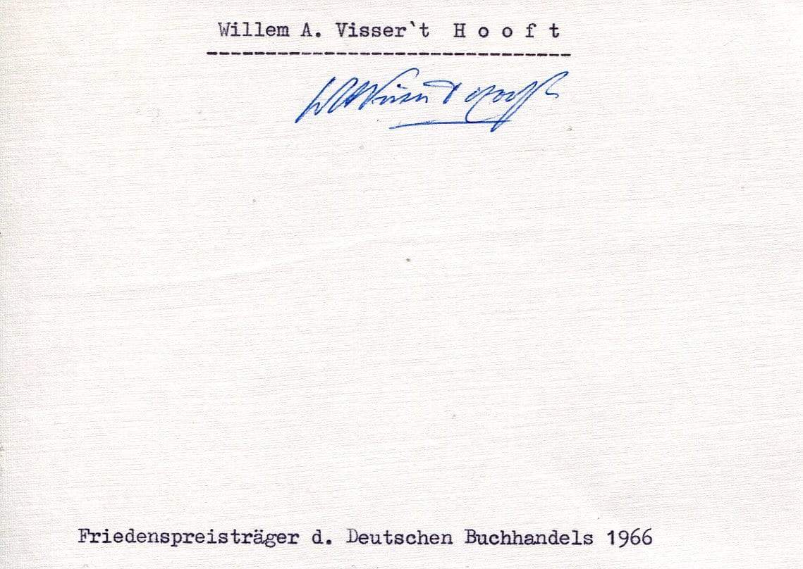 Visser 't Hooft, Willem autograph