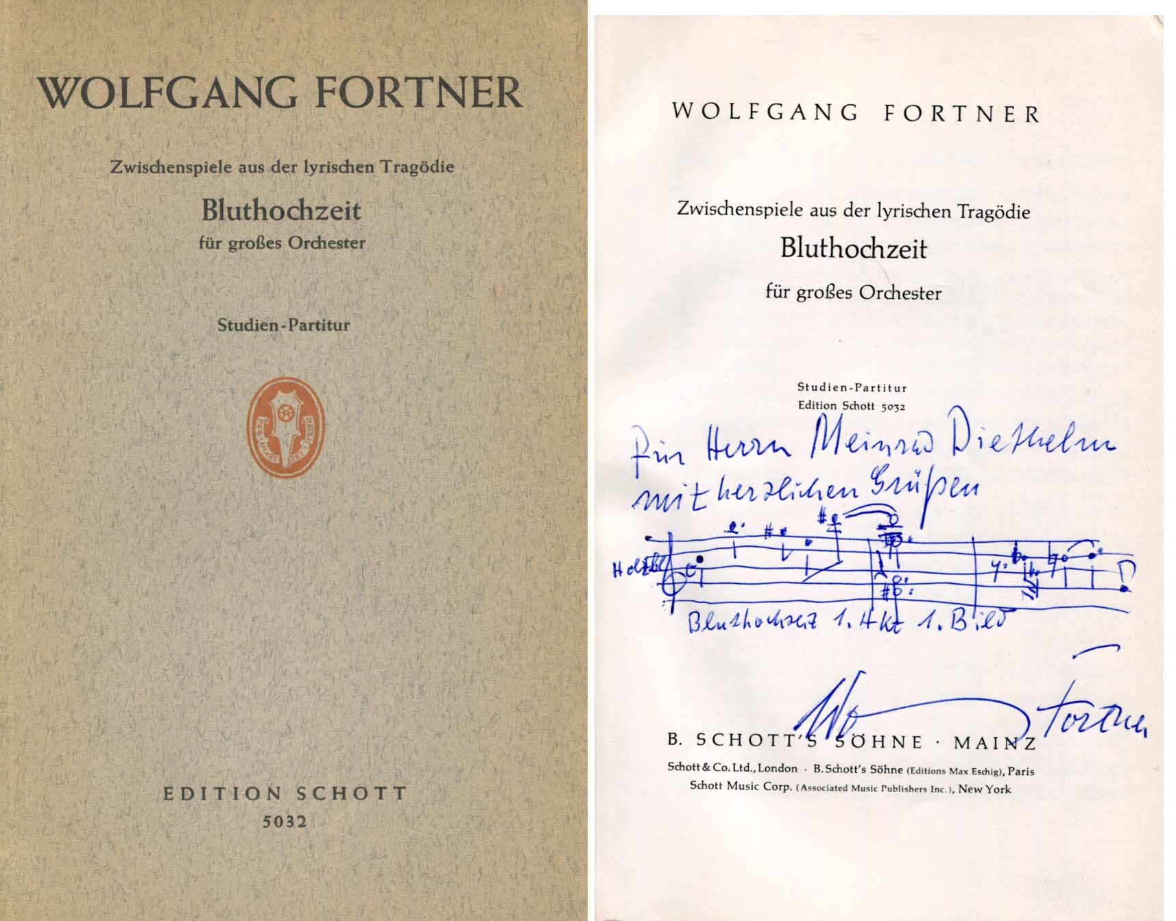 Wolfgang Fortner Autograph | signed programmes / books